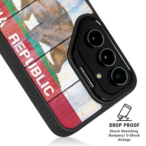 California Flag Light Wood Galaxy S25 Kickstand Case